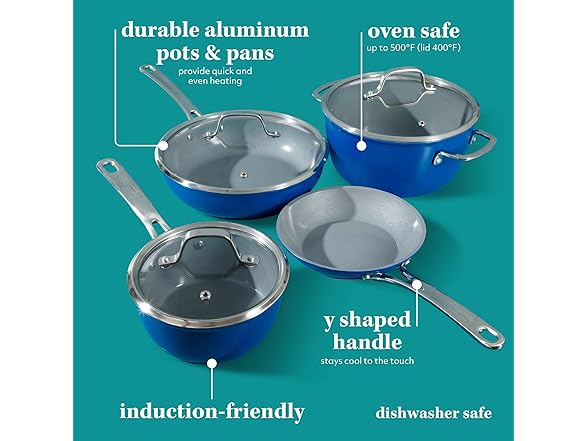 Sur La Table 10 Piece Titanium Ceramic Nonstick Set, Blue