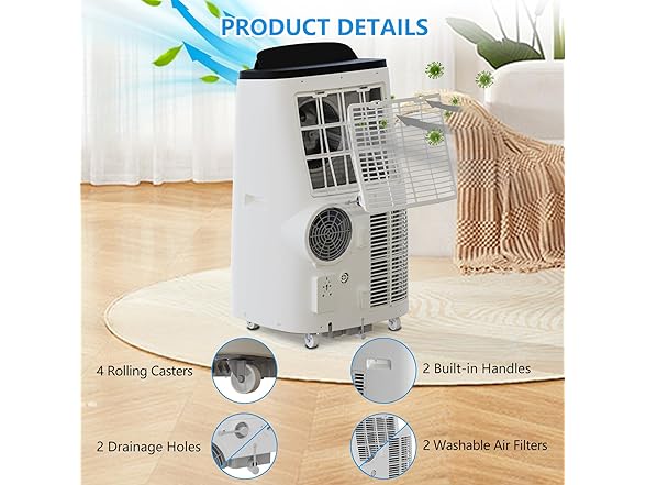 PioneerWorks 14000 BTU Portable Air Conditioners,Port