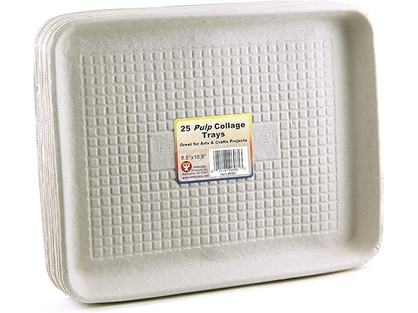 Hygloss Products Rectangle Pulp Trays 25 Pieces
