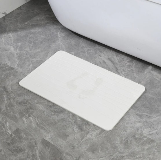 Off White Wave Stone Bath Mat, 24"x15" - Gallery 8