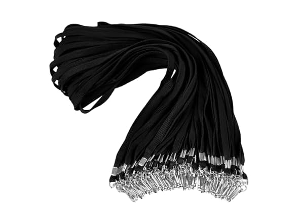 PEAKEEN Black Lanyards, 100 Pack