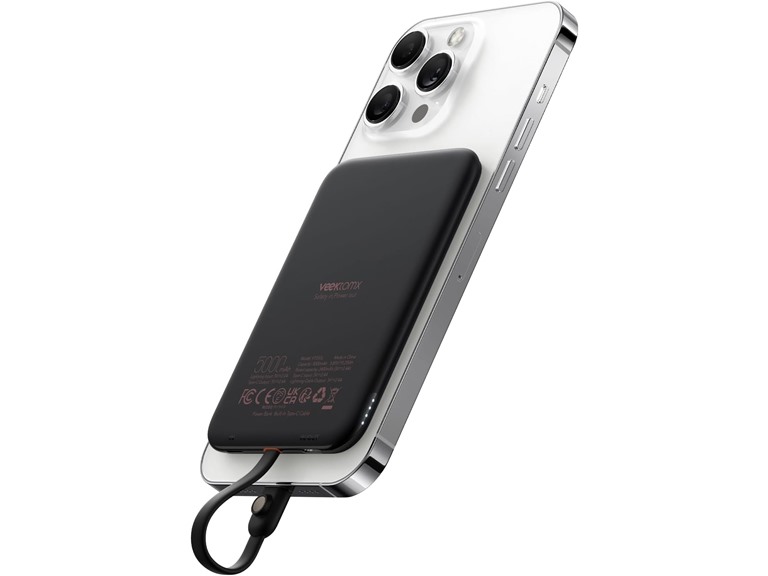 VEEKTOMX 5000mAh Slim Charger with Built-in Cable