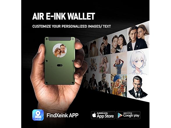 E-ink Air Wallet, Slim Wallet Built in Airtag Chip
