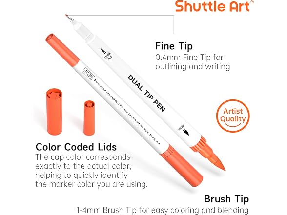 Shuttle Art Dual Brush Marker Pens, 56 Colors