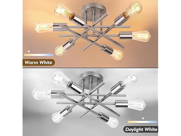 TOBUSA 6-Light Silver Ceiling Light Fixture