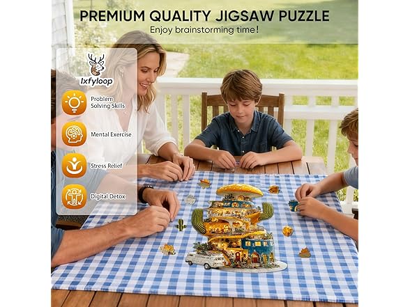 Ixfyloop Wooden Puzzles for Adults, Cactus World