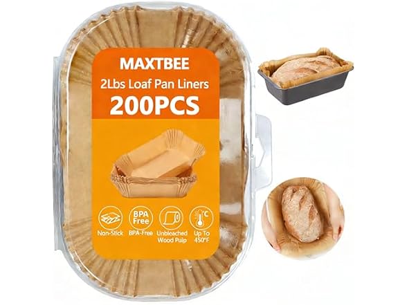 MAXTBEE Loaf Pan Liners, 200Pcs Non-Stick