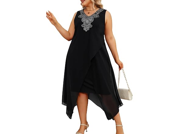 Ocstrade Women (XL) Chiffon Loose Dress Black