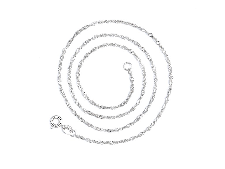 IGT-DAAS-DNBS6102-18 18 Inch White Gold Plated Wave Chain