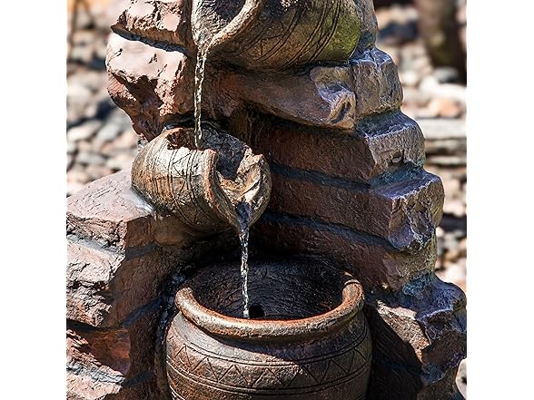 Sunnydaze Crumbling Bricks and Pots 27-Inch Solar Fountain