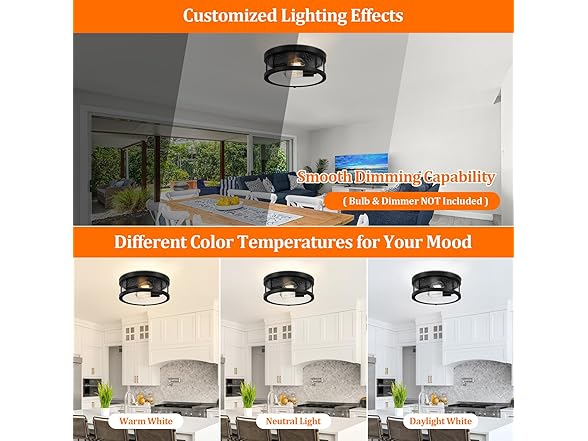 Brightever Black Flush Mount Ceiling Light Fixture