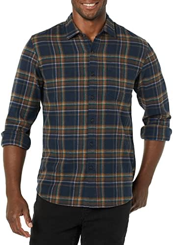 Amazon Essentials Men's Flannel Shirts Long Sleeve Slim-Fit Button Down Plaid