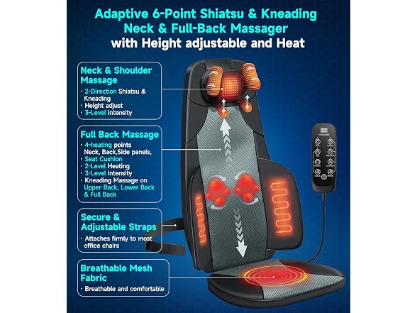 Flekzo Shiatsu Back Massager Chair Pa 2