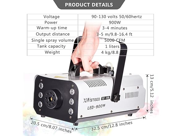 XWSTGEQ 900 Watt with LED Lights Fog Machine