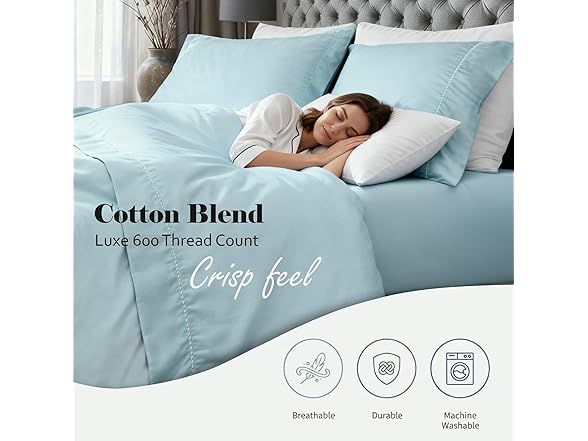 Superior 600 TC Cotton Blend 4PC Deep Pocket Sheet Set