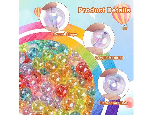 LiQunSweet 110 Pcs 20mm Bubblegum Beads Acrylic Beads