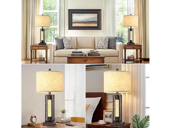 TOBUSA 26" Bronze Retro Farmhouse Table Lamp
