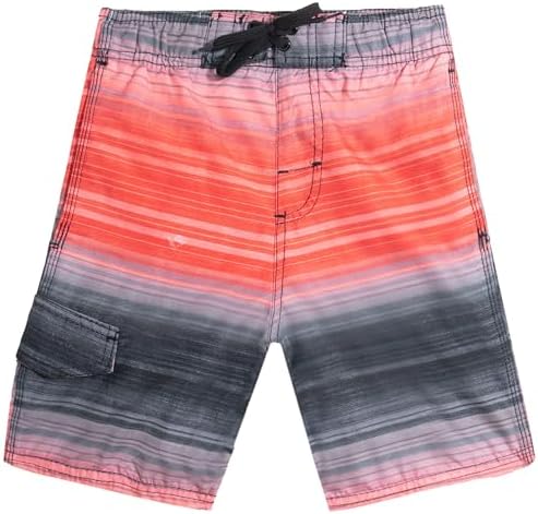 Kanu Surf Little Boys Oahu Quick Dry Beach Swim Trunk, Haywire Black/Red, Medium (5/6)