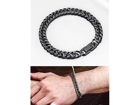 Black Steel Curb Chain Bracelet