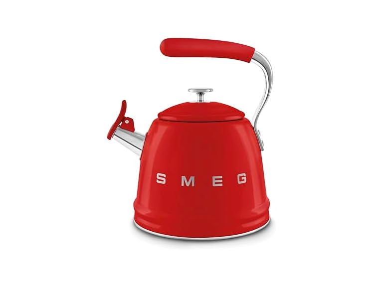 SMEG Whistling Kettle, Red, 2.4qt