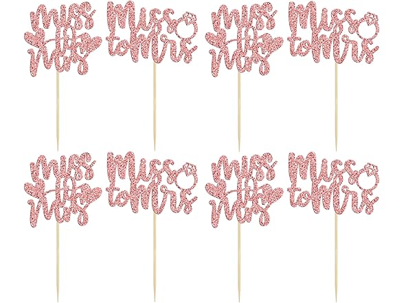 Rose Gold Miss to Mrs Cupcake Toppers