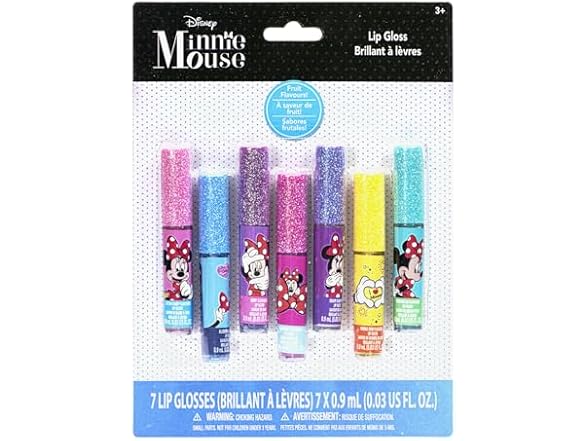Disney Minnie Mouse 7 Piece Plant Based Lip Gloss