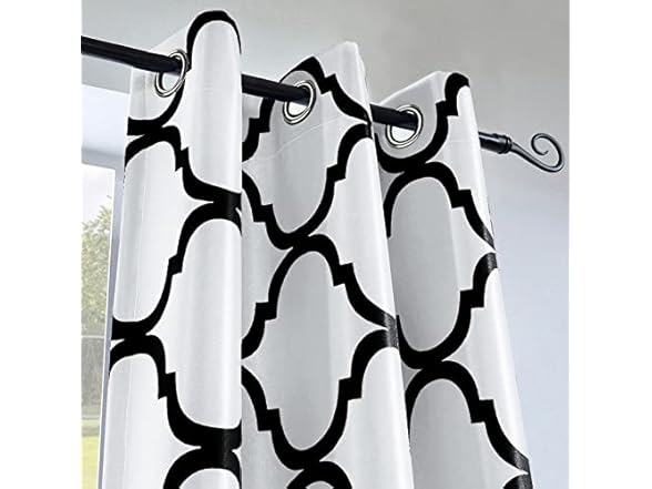 Melodieux White/Black Blackout Curtain 42"x63"