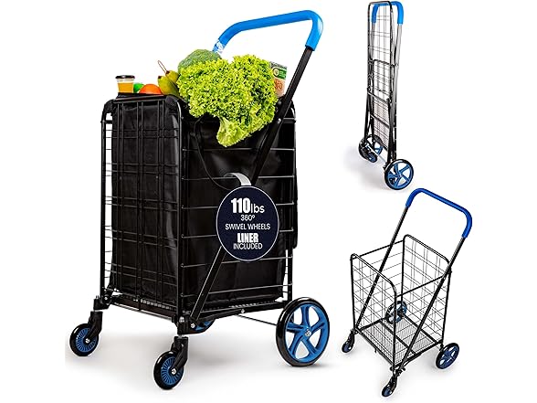 SereneLife Shopping Cart Blue