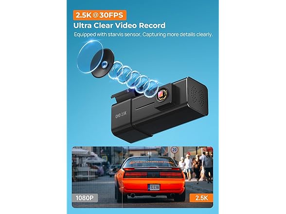 2.5K Mini WiFi Front Dashcam - 32GB SD Included