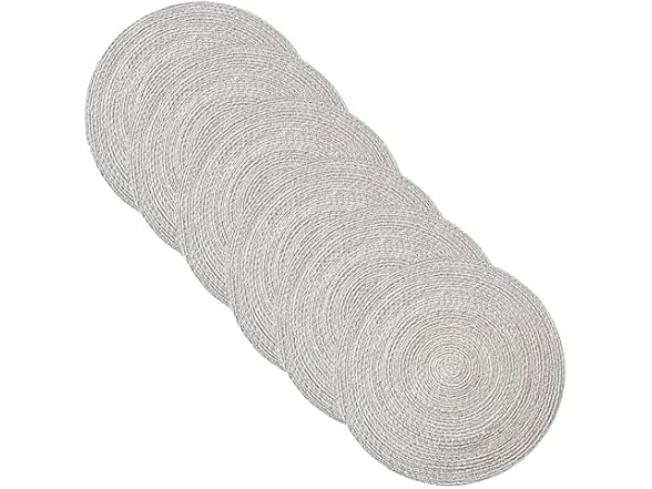 Round Placemats Set of 4-100% Cotton, Gray