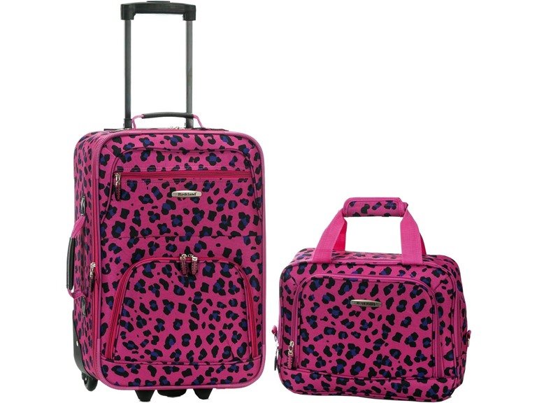 Rockland Fashion Softside Upright Luggage Set, Magenta Leopard, 2-Piece (14/19)