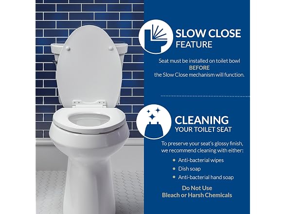 Bemis Slow Close Toilet Seat, Easy Clean Hinges