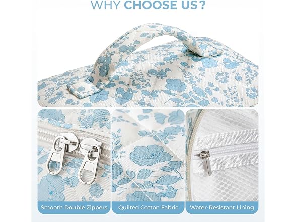 3 Pcs Quilted Makeup Bag Set