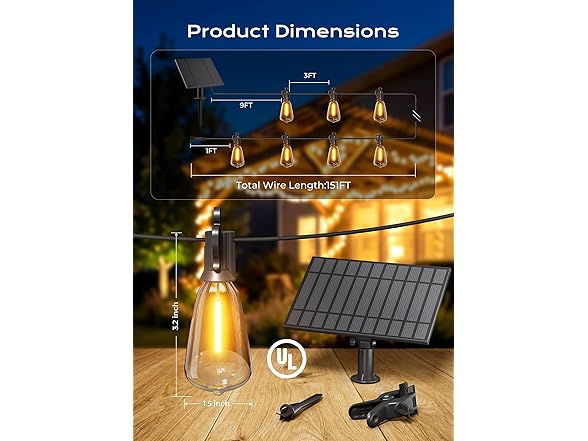 Brightown 151FT Solar String Lights Outdoor