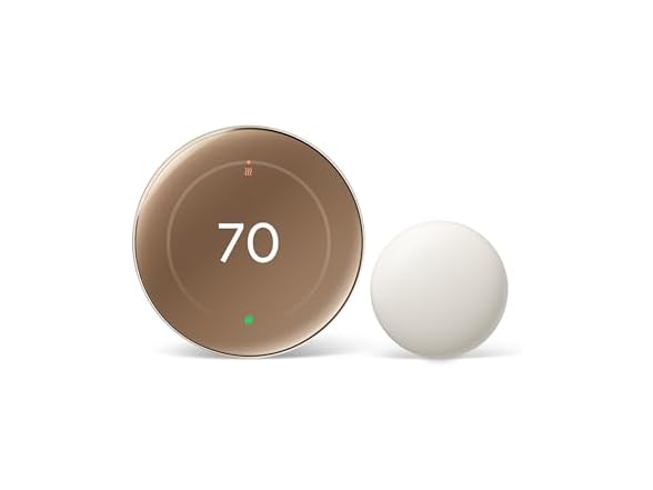 Google Nest Learning Thermostat (4th Gen, 2024) with Nest Temperature Sensor - Energy Saving Smart Thermostat - Compatible with Alexa, Apple HomeKit and Google Home App - Polished Gold (Open Box)