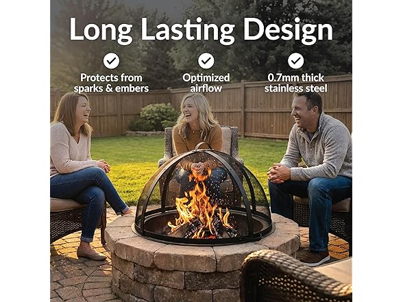 Sunnydaze 24" Round Fire Pit Spark Screen Cover