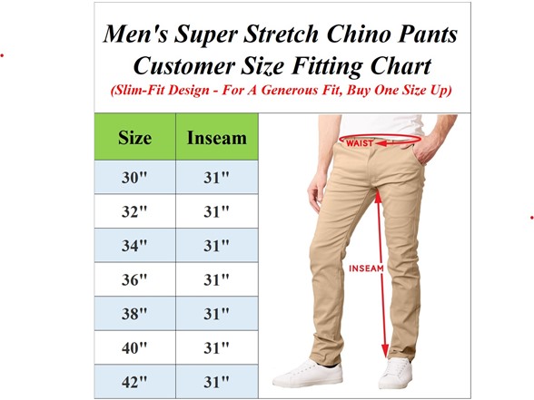 3Pk Mens Super Stretch Chino Pants
