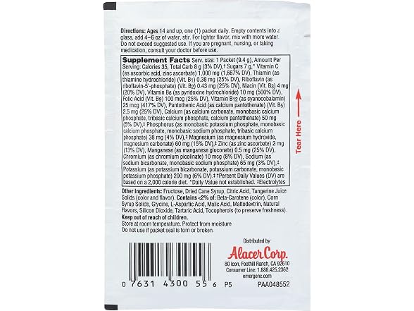 Alacer Emergen C Tangerine Packet 0.33 Ounce