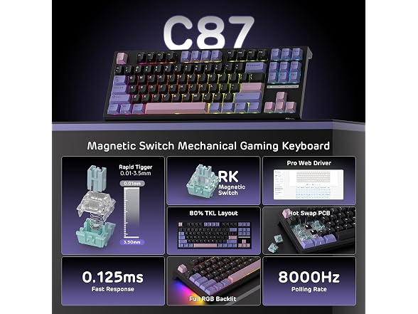 RK C87 HE Rapid Trigger Gaming Keyboard