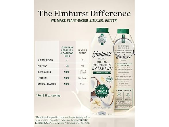 Elmhurst 1925 Unsweetened Coconut & Cashew Milk