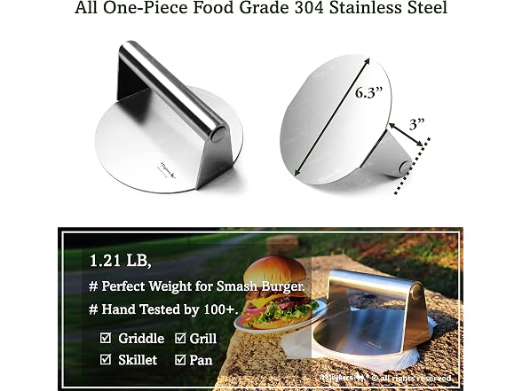 6.3" Smash Press Hamburger & 100 Patty Paper