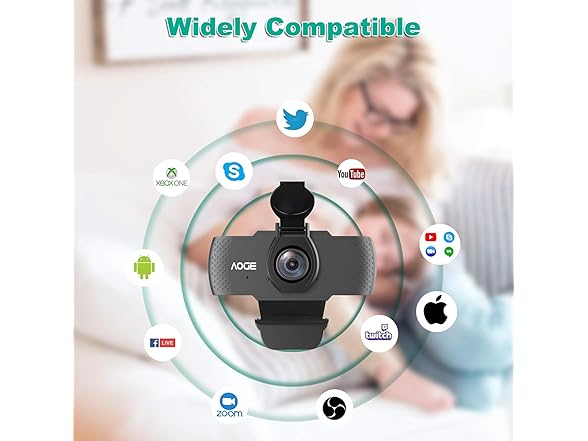 AOGE Webcam with Microphone,1080P Computer