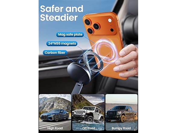 BEEGROW Folding Magnetic Car Phone Holder