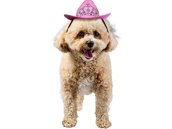 Rubies Rubie's Pink Cowgirl Dog Hat with Tiara, S/M