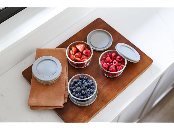 8-Piece Glass Food Storage Containers Set Grey