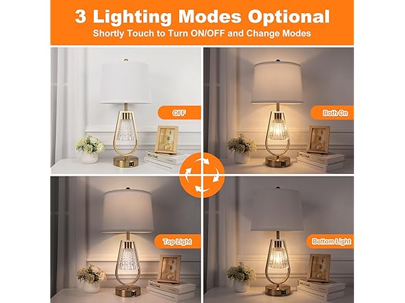 VerRon Set of 2 Touch Table Lamps