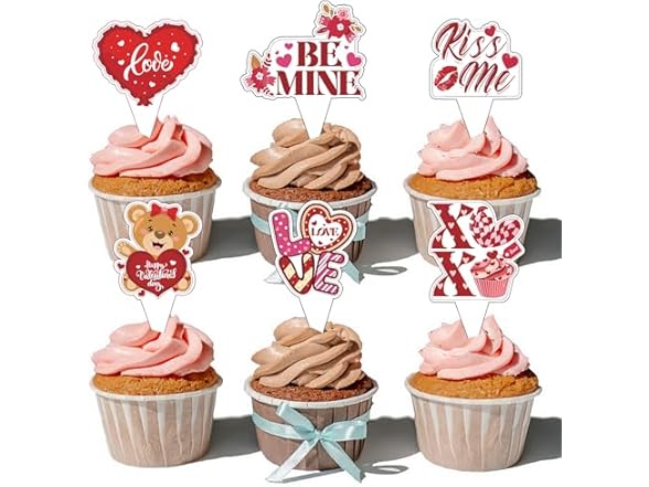 MIMURHYL Valentines Day Cupcake Toppers