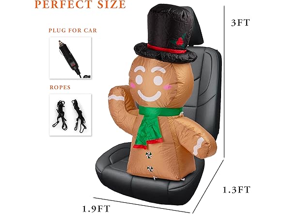 Zone Tech CR0003 Gingerbread Blow-Up Décor for Cars Brown