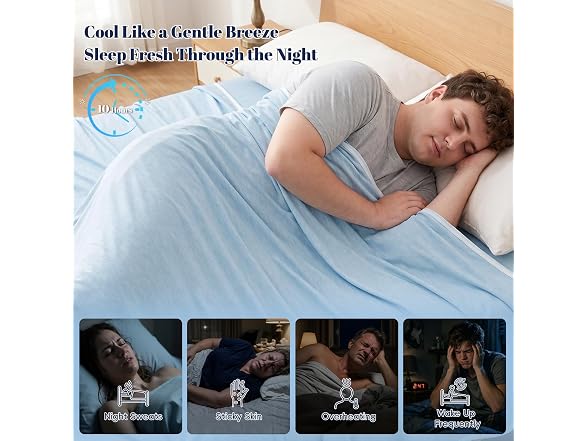 PHF Sky Blue Cooling Blanket Twin Size 60"x80"