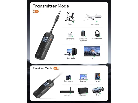Nulaxy 2-in-1 BT Transmitter Receiver